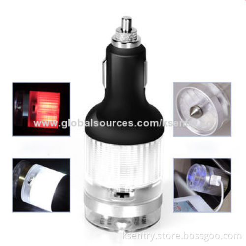 High-quality Car Charger with LED Emergency Lights and Safety Hammer